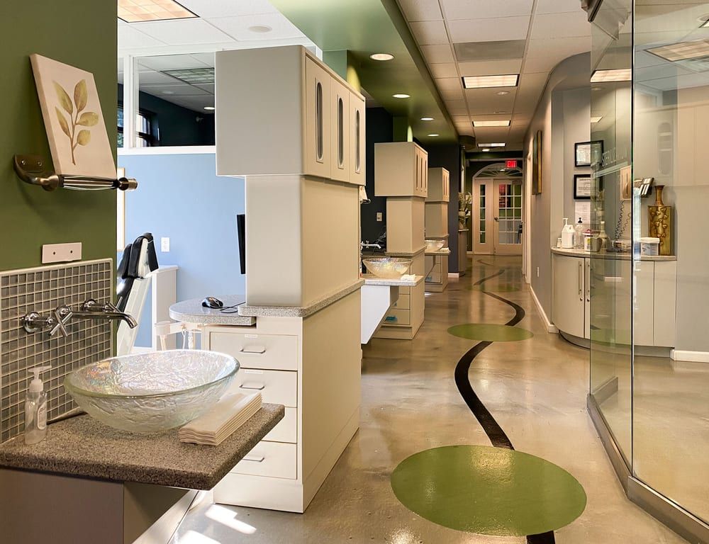 Treatment bays and hallway inside the Kasiya Dental practice